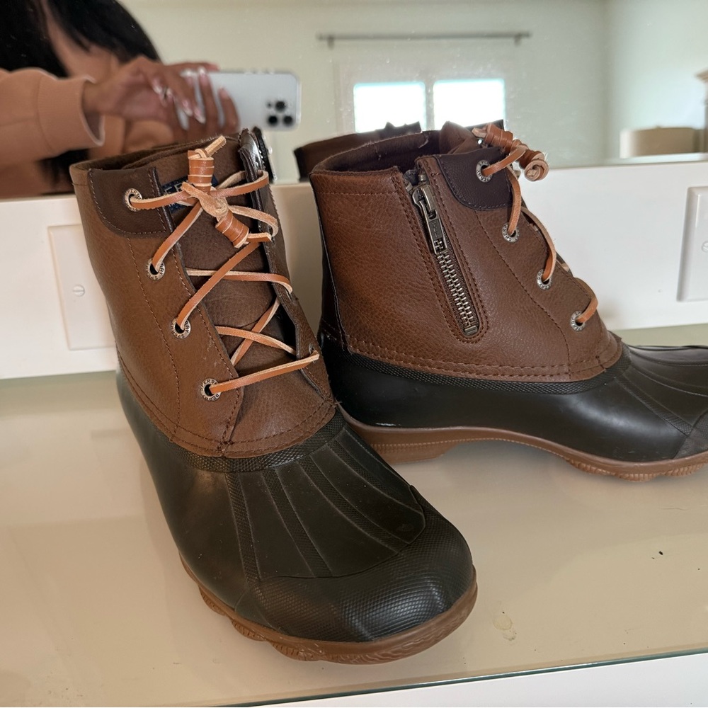 Sperry Brown and Black Duck Boots